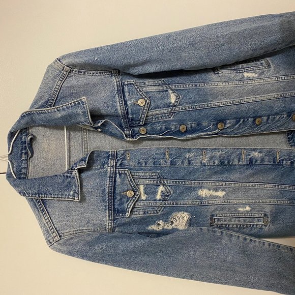 Zara Jackets & Blazers - ZARA Basic Distressed Denim Jacket